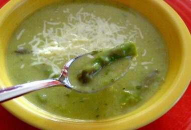 Spring Asparagus Soup With Parmesan and Romano Cheeses